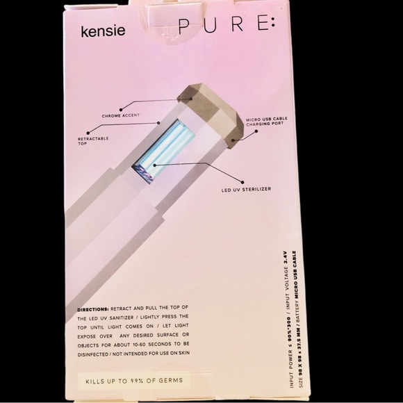 Kensie Pure Led UV Sanitizer Kill Up to 99% Germ Retracatble Top Microport 6176 - Picture 3 of 4
